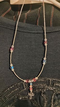 Sterling silver 925 wire necklace multi color necklace.