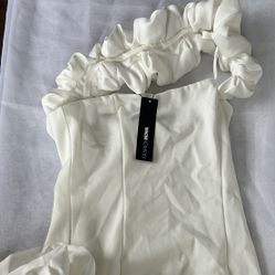  Wilma Ruffle Mini Dress -White 