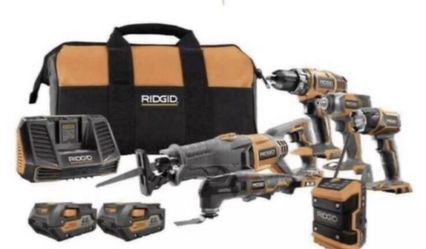 RIDGID 18-Volt Lithium-Ion Cordless 6-Tool Combo Kit with (2) 4.0 Ah