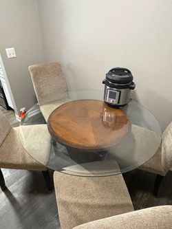 Glass Top Dining Table with 4 Chairs