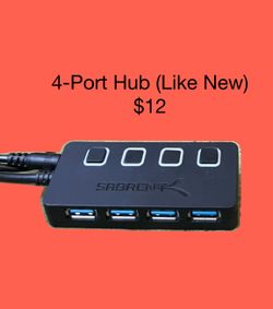 SABRENT 4 Port USB 3.0 Hub with Individual LED Lit Power Switches, Includes 5V/2.5A Power Adapter (HB-UMP3) - Firm Price