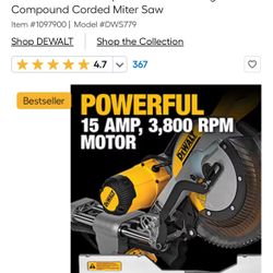 DEWALT 12-in 15-Amps Dual Bevel Sliding Compound Corded Miter Saw Item-Model #DWS779