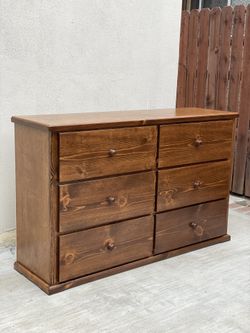 Solid Wood Brown 6 Drawer Dresser