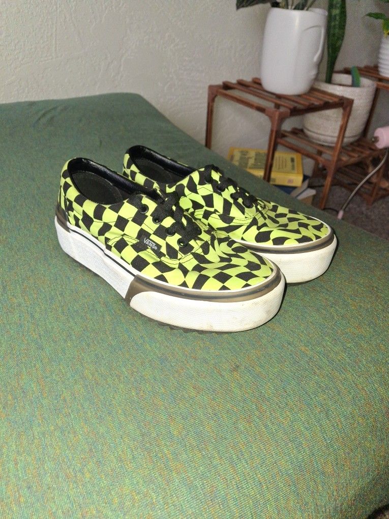 Neon Green Checkered Vans