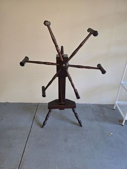 Antique Wooden Yarn Winder Spinning Wheel Stand
