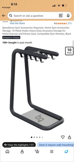 Speediance Gym Accessories Organizer with 10 Metal Hooks