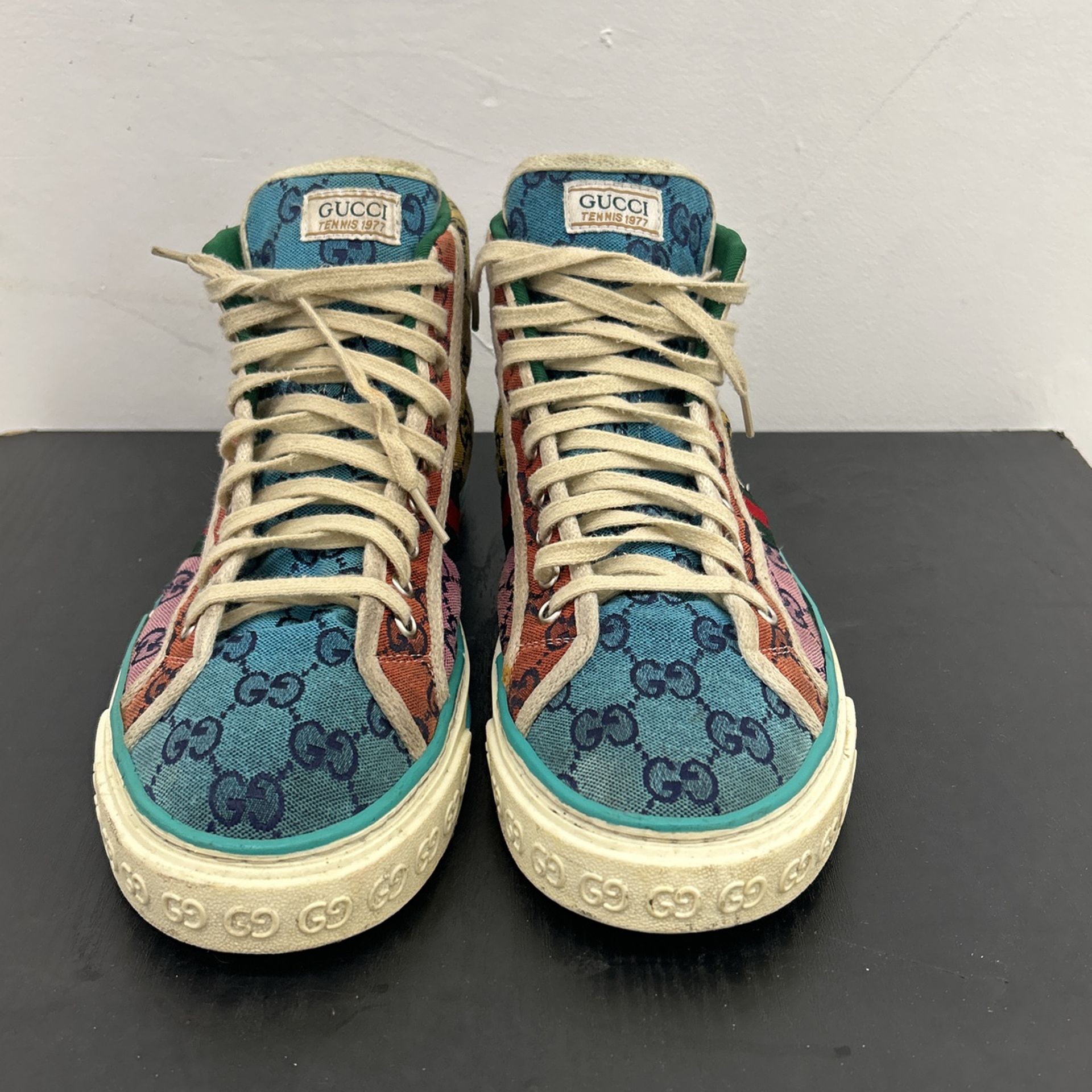Gucci Tennis 1977 GG High Top Sneakers Multicolor Canvas