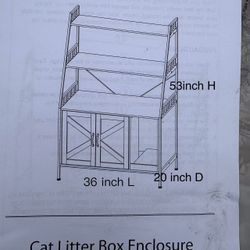 Litter Box Enclosure with Shelves, Hidden Cat Washroom Cabinet withWinding Entry & Scratching Board, Versatile Litter Box Furniture (Walnut)
