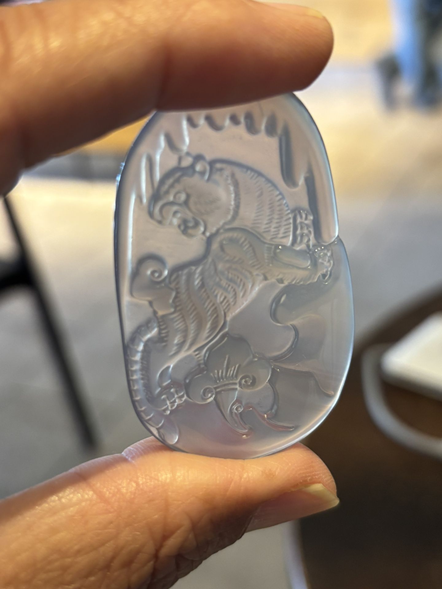 Chinese Hand Carved white Jade pendant