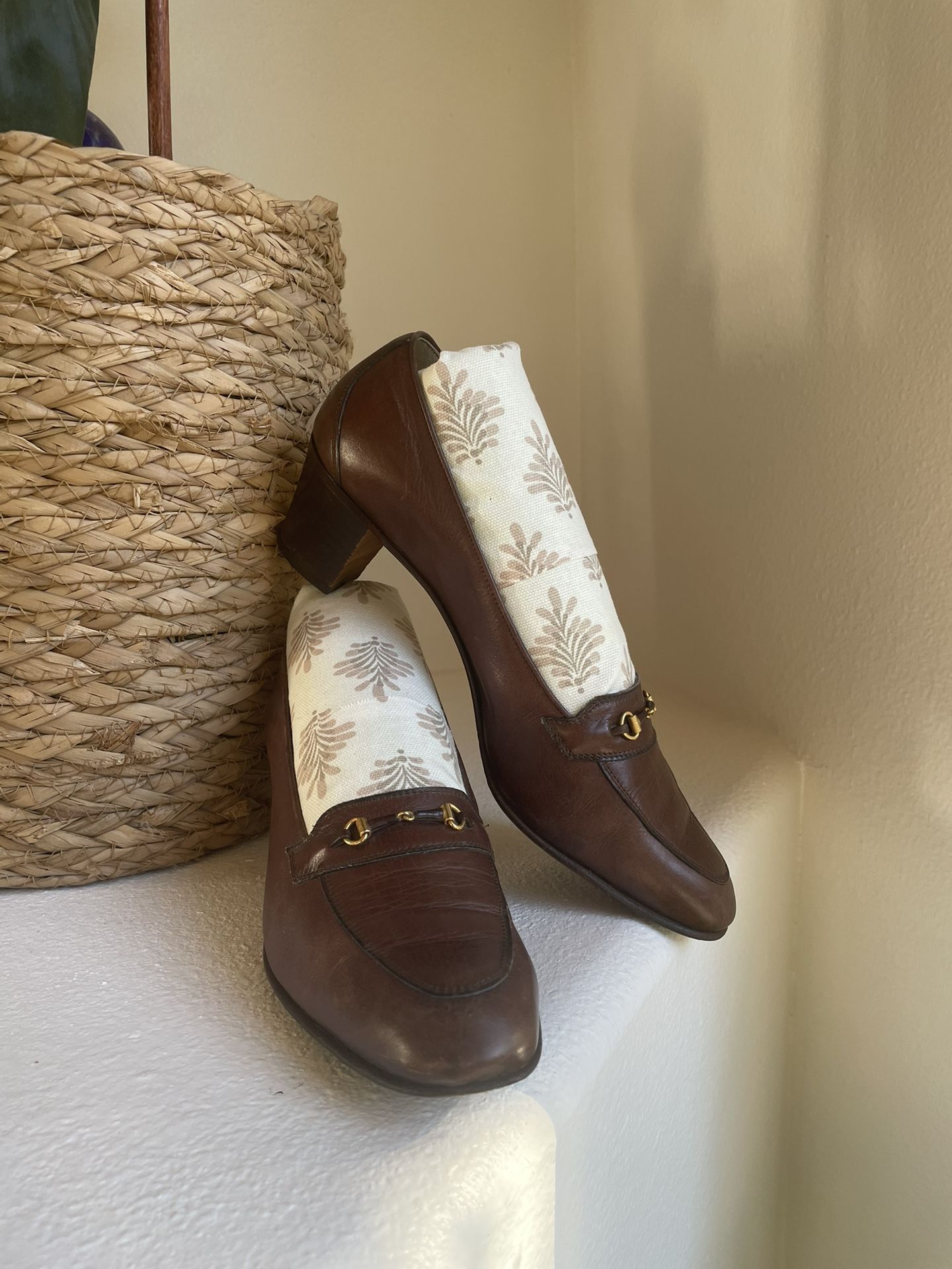 Authentic Gucci Women’s Vintage Heels Brown Leather Pumps