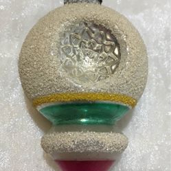 Vintage Shiny Brite Glass Christmas Ornament Indent Mica Flocked