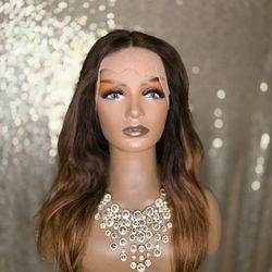 Auburn Balayage Human Hair Wig Lace Front 13x6 New 