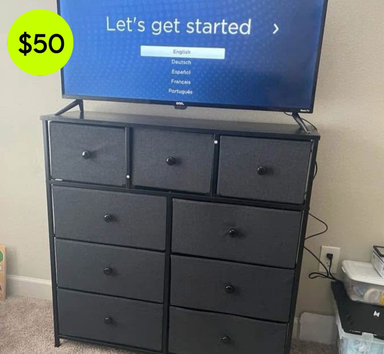 Wayfair 9-Drawer Dresser – Black Wood & Fabric Combo | 40'' H X 39'' W FIRM PRICE