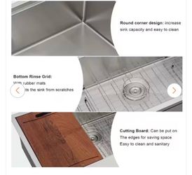 33 in. x 22 in. Top Mount Single Bowl 16-Gauge Stainless Steel Drop-In Workstation Kitchen Sink