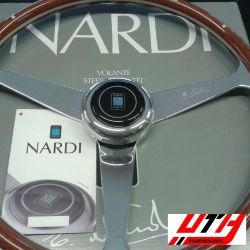ITALY NARDI ANNI '50 380MM STEERING WHEEL MAHOGANY WOOD GLOSSY SPOKE WITH RIVETS