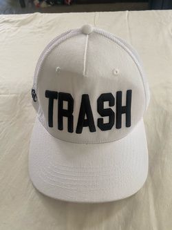 White Trucker Hat "TRASH" Embroidered Cap