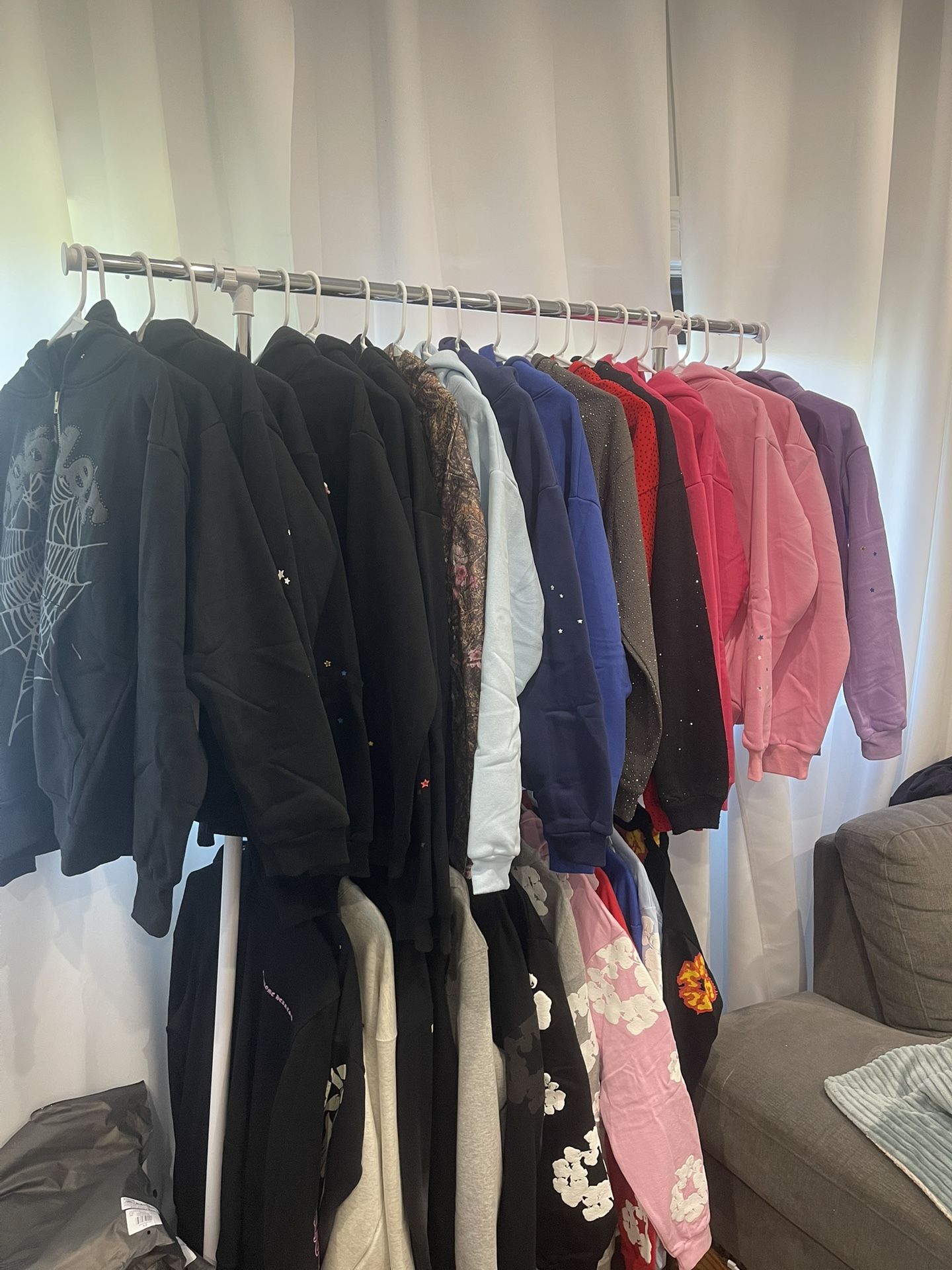 Sp5der Denim Hellstar Chrome Hearts Amiri Hoodies