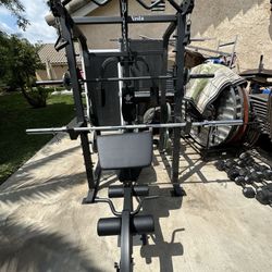 Vesta Fitness Smith Machine 2001 w/Bench Attachment | 230lb Bumpers Weights | 7ft Olympic Bar | Fitness | Gym Equipment | FREE DELIVERY🚚 