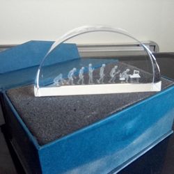 Evolution Of Men Art On Transparent Glass Half Circle In A Nice Box