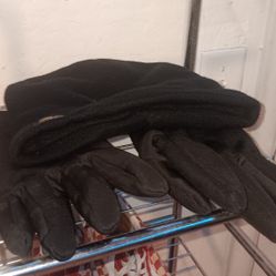 Thermal Knit Winter Gloves And Beanie Set With Polar Fleece Lining- Winter Gloves & Hat Set