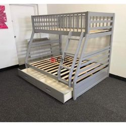 Twin  / Full Size Bunk Bed With Storage Drawer 