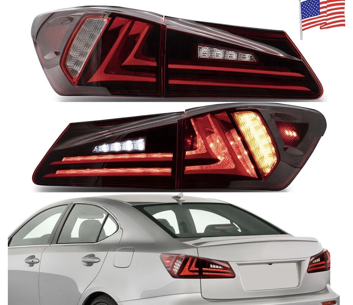 Lexus Pair LED Red Tail Lights Conversions For Lexus IS250 IS350 ISF 2006-2013 Sedan