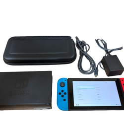Nintendo Switch HAC-001 Console Neon Red & Blue Joy-Con, Dock, Charge