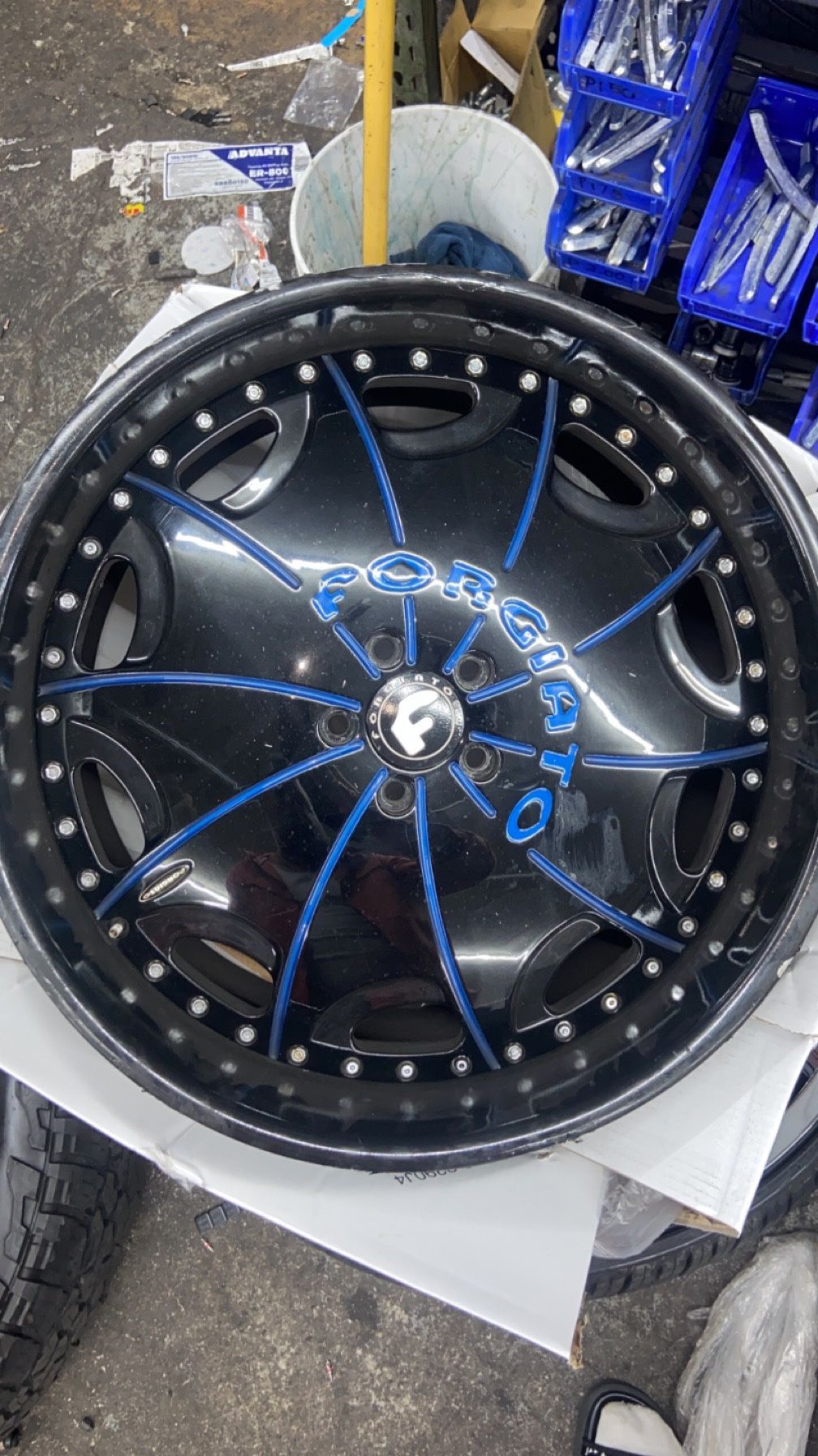 22” Forgiato Black Rims With Blue Trim