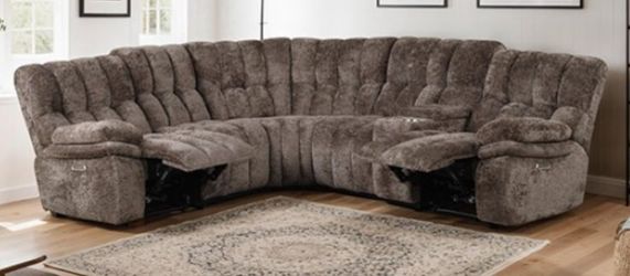 Brand New Brown Super Plush Power Reclining Sectional Sofa