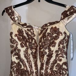 Ash satin Dress With Cream And Pink Accents