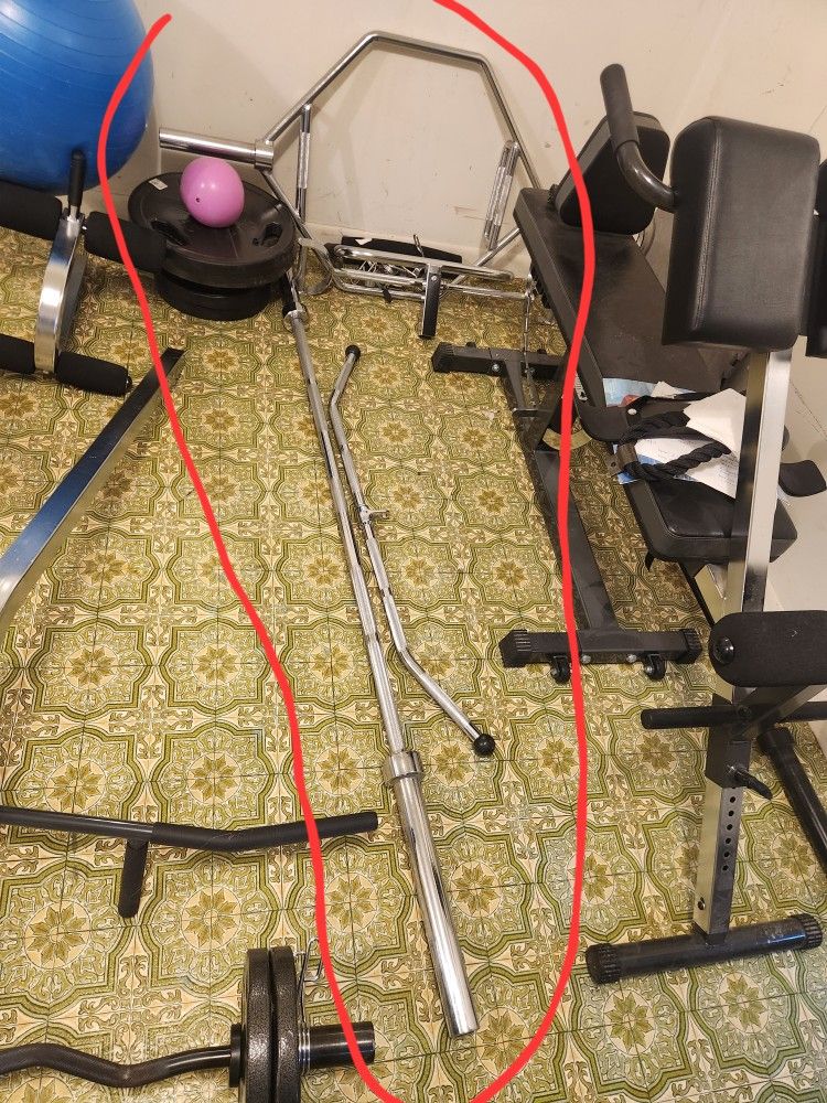 Two Long Curl Bars (Attachment Part Piece Workout Equipment)