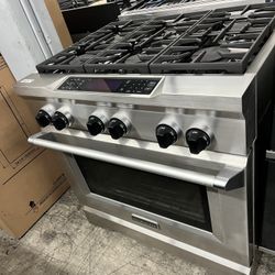 Kitchen Aid Stainless Steel 36” Dual Fuel Range Stove
