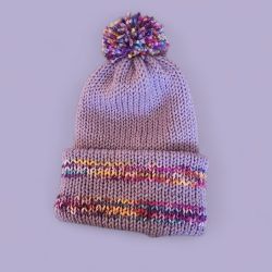 Handmade Reversible Beanie With Removable Pom-pom