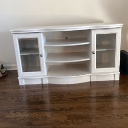 White Wood Tv/bookcase Stand