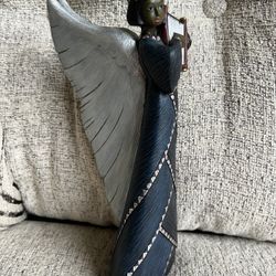  1996 Enesco Parastone hand painted African American Angel Playing Harp