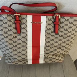 Mk Michael Kors Red Center Tote Bag