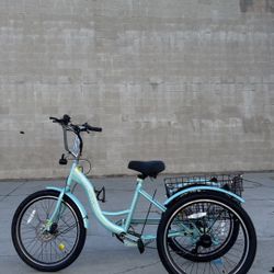 MOONCOOL Electric Tricycle Trike for Adults 350W/500W, Up to 40/60 Miles, 20/24/26 Inches 7 Speeds 3 Wheels Electric Bikes, 36V/48V Removable Battery,