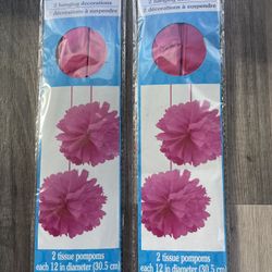Pink Tissue Pompoms 