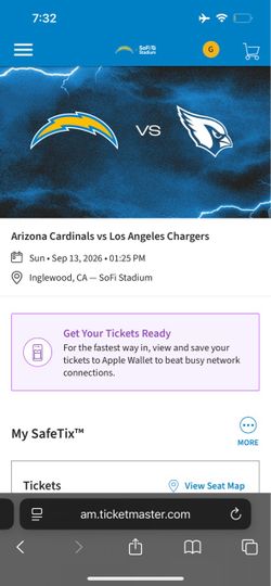 Arizona Cardinals vs LA Chargers NFL Tickets