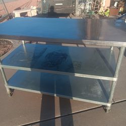 Restaurant Stainless Table 3 Tier W/ Wheels