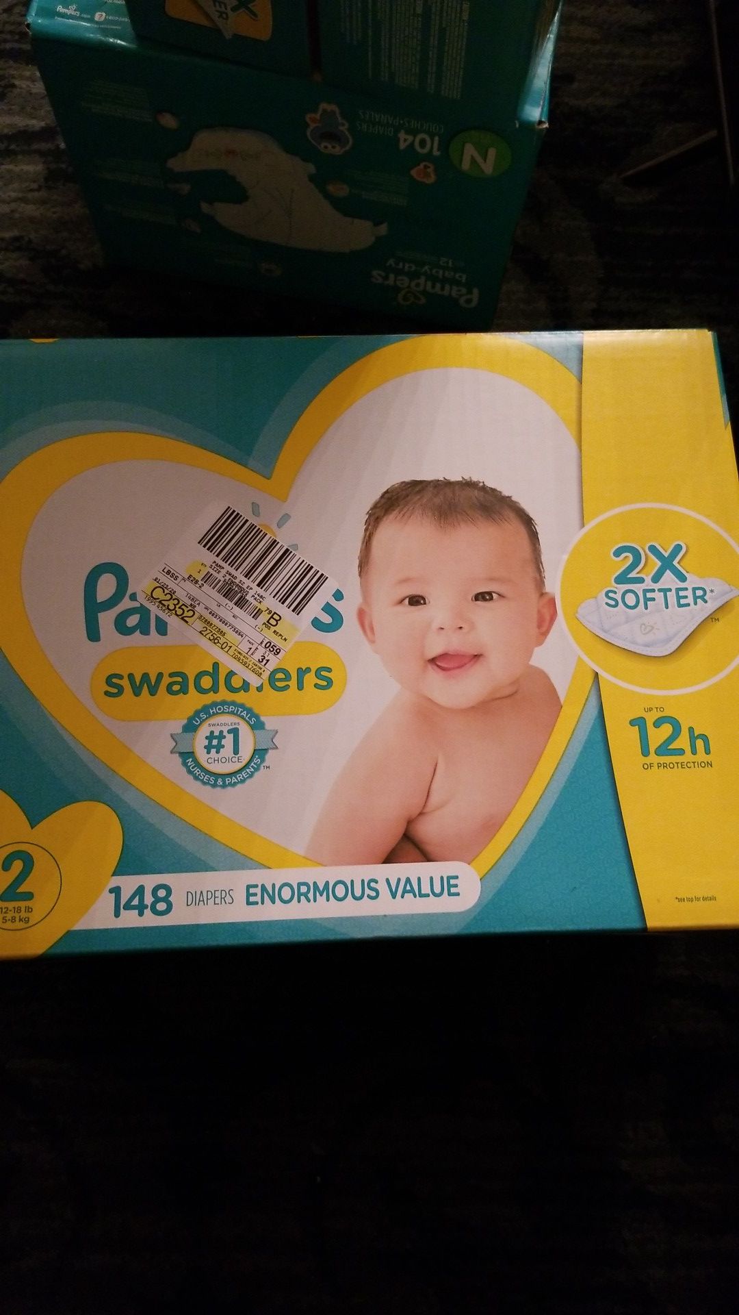 Pampers swaddlers size 2 diapers 148 count