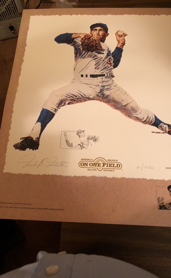 HOF Sandy Koufax Limited Edition “On One Field” Print! 24”High x 20” Wide, #16 of 1000