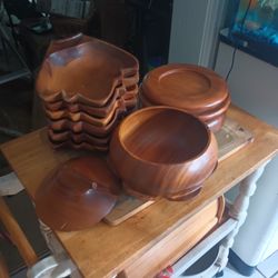 Wooden Salad Bowling Plates