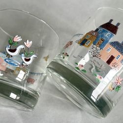 Two Vintage 8-oz International China “Heartland” Double Old Fashion Glasses