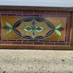 Gorgeous Antique Stained Glass Window Framed Glass