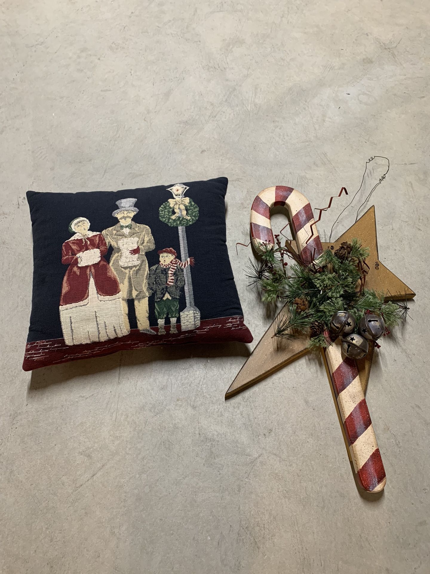 Christmas Holiday Season Pillow Cushion Headrest Candy Cane Pine Jingle Bells Decor