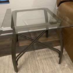 Glass Metal End Table Set