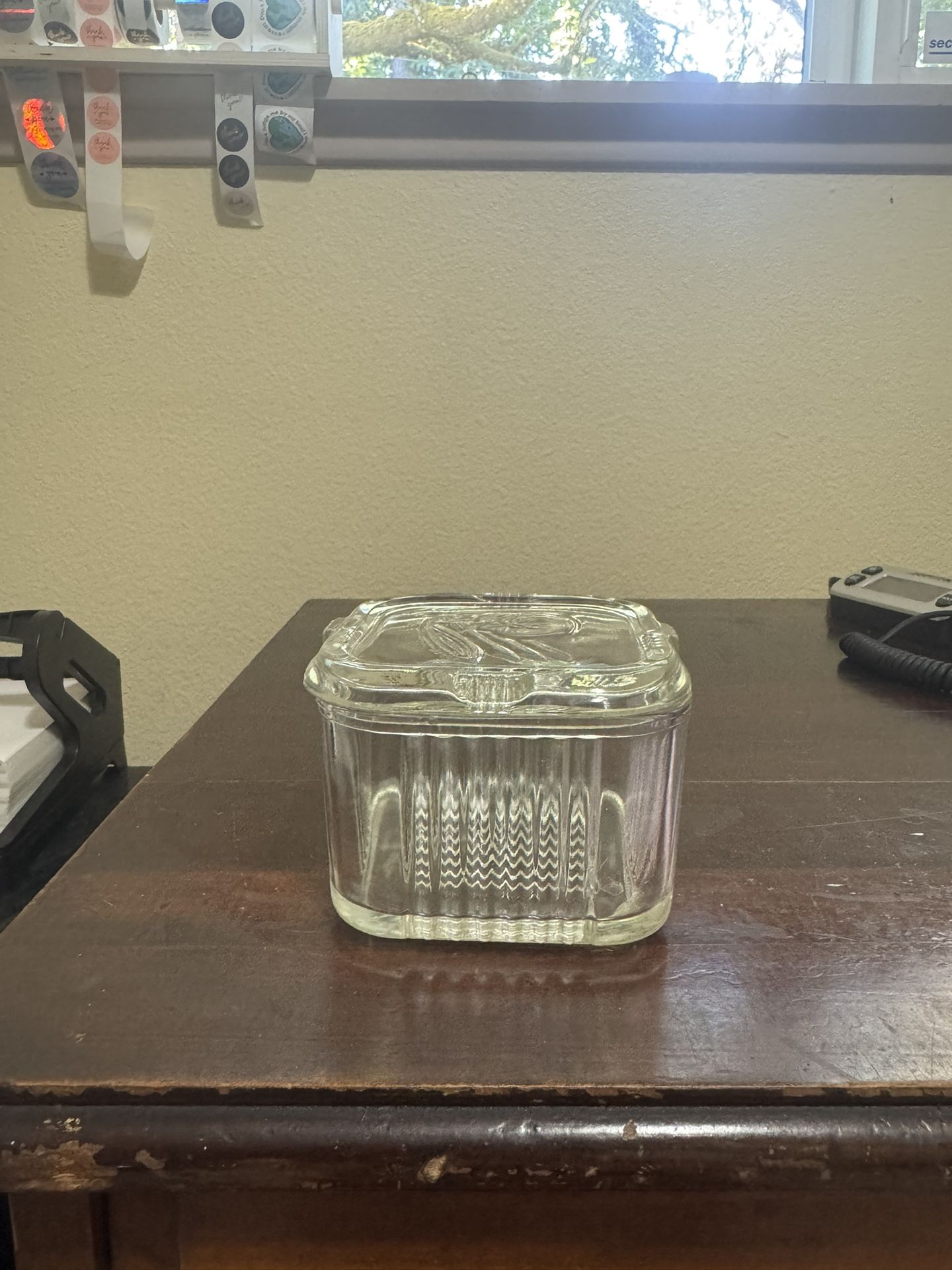 Vintage Federal Glass Vegetable Motif Refrigerator Dish