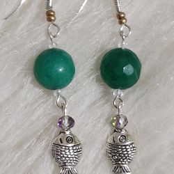 Handmade Earrings With Jade and Swarovski Crystals