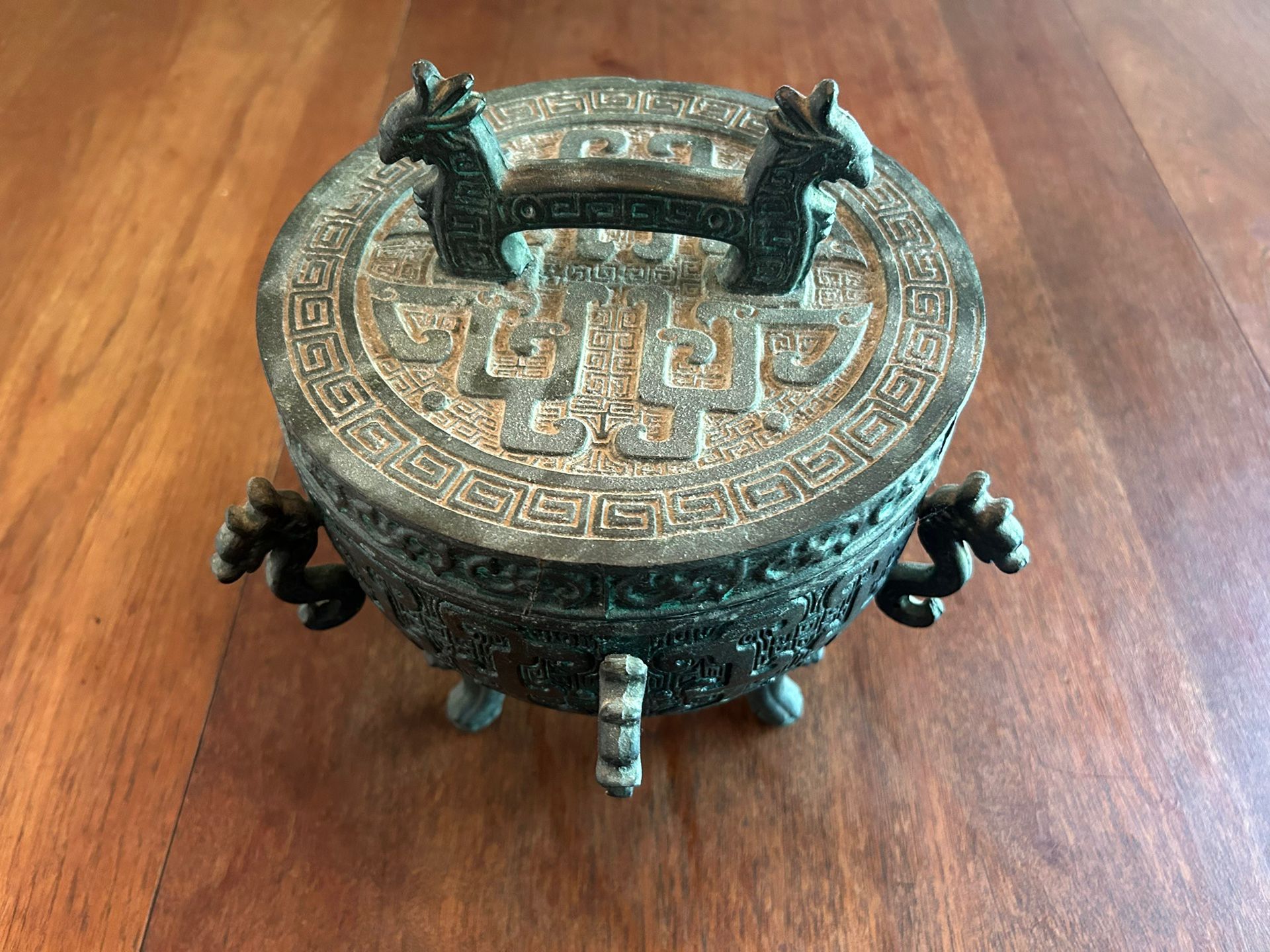 Asian Style Verdigris Ice Bucket, James Mont Style